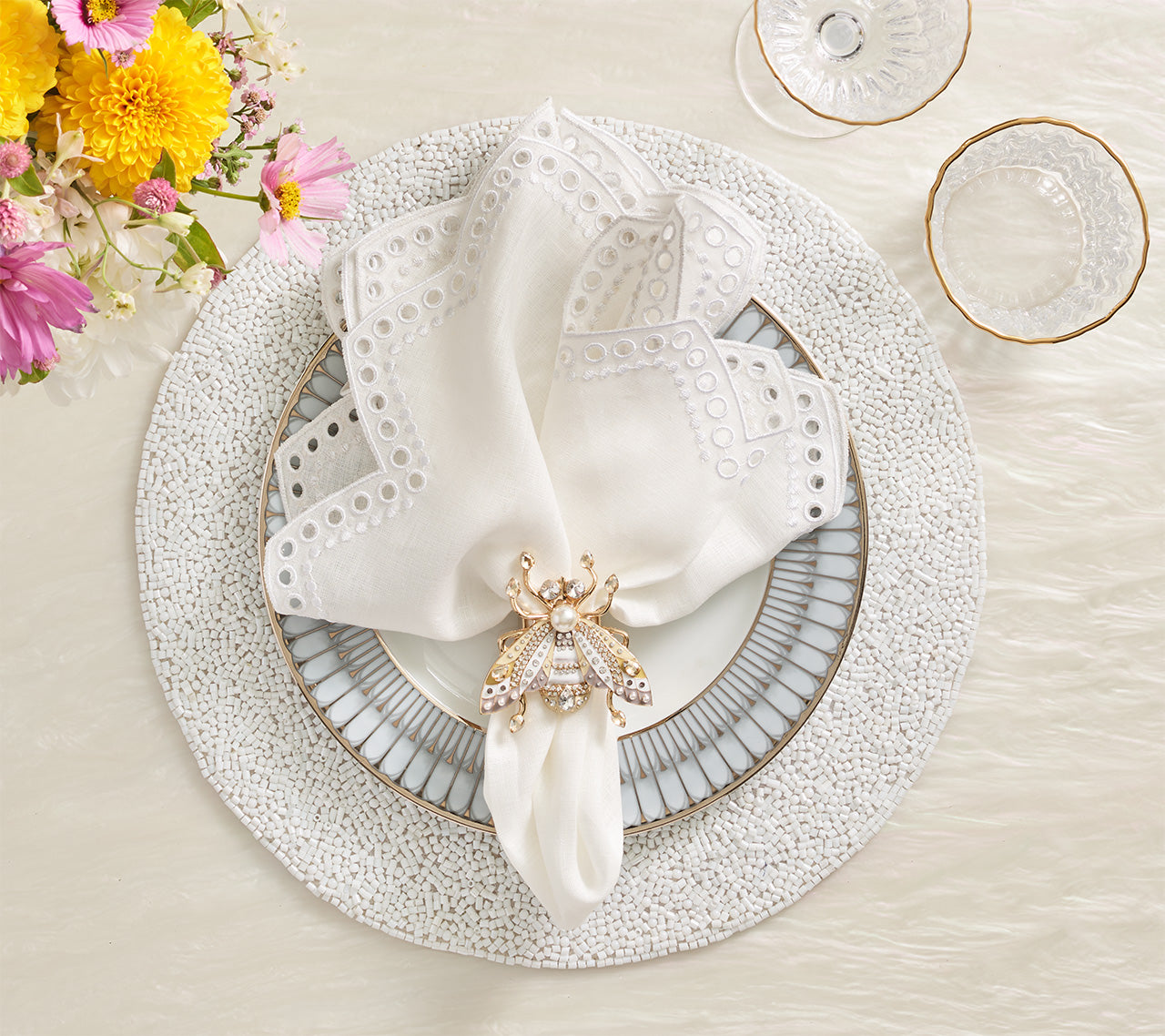 Perennial Placemat in White, Set of 2