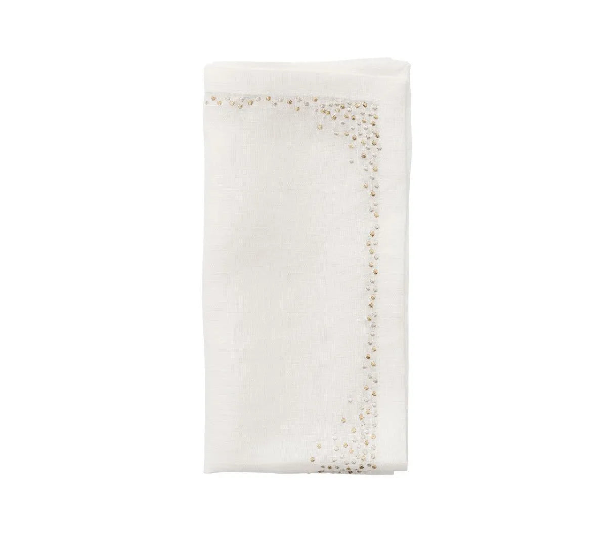 Pin Dot Napkin in White & Gold & Silver, Set of 4