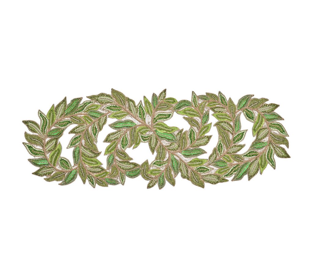 Green and Gold Trellis Table Runner