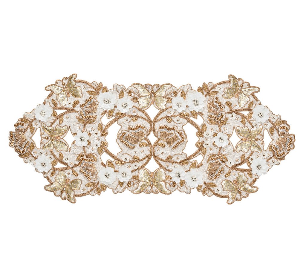 Papillon Runner in Ivory & Gold