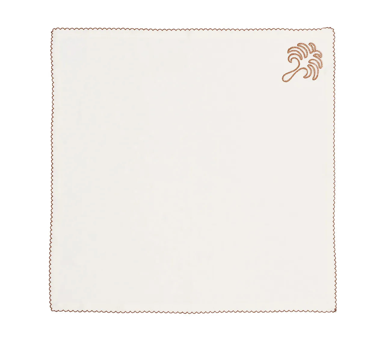 Royal Palm Napkin in White & Brown, Set of 4