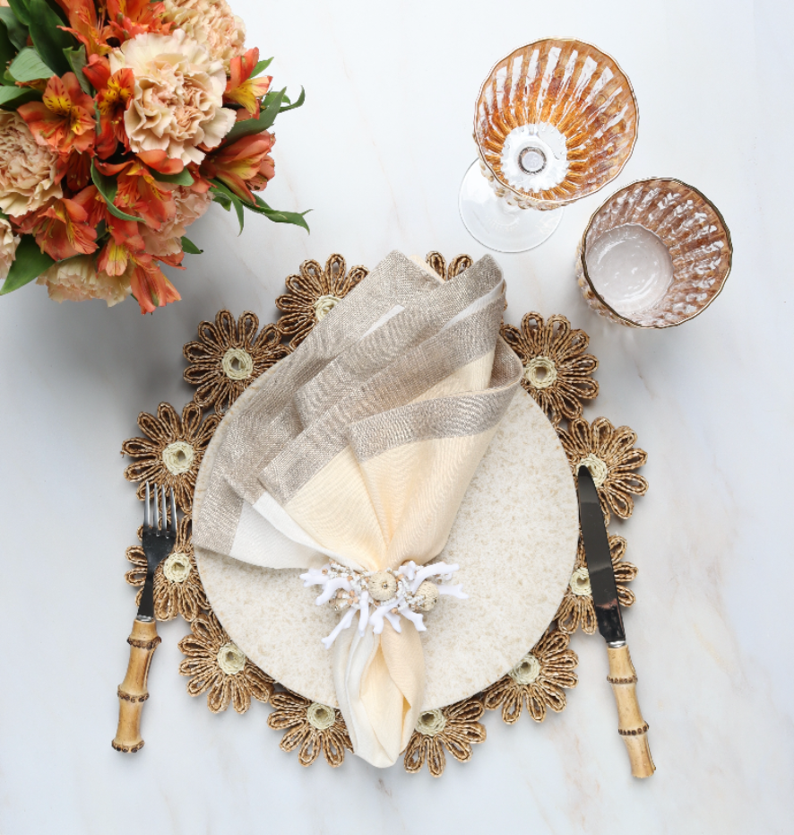 Daisy Placemat in Natural & Ivory, Set of 4