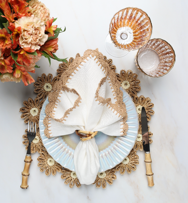 Daisy Placemat in Natural & Ivory, Set of 4
