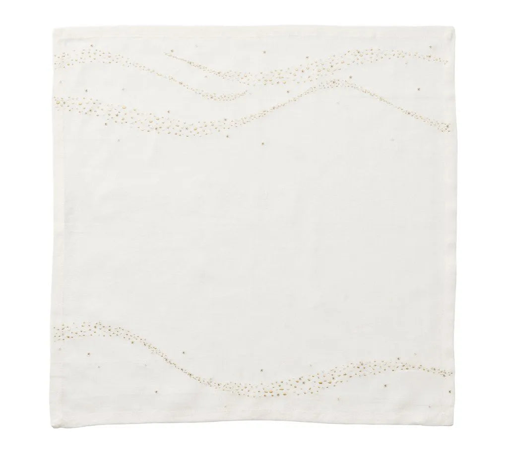 Star Spray Napkin in White & Gold & Silver, Set of 4