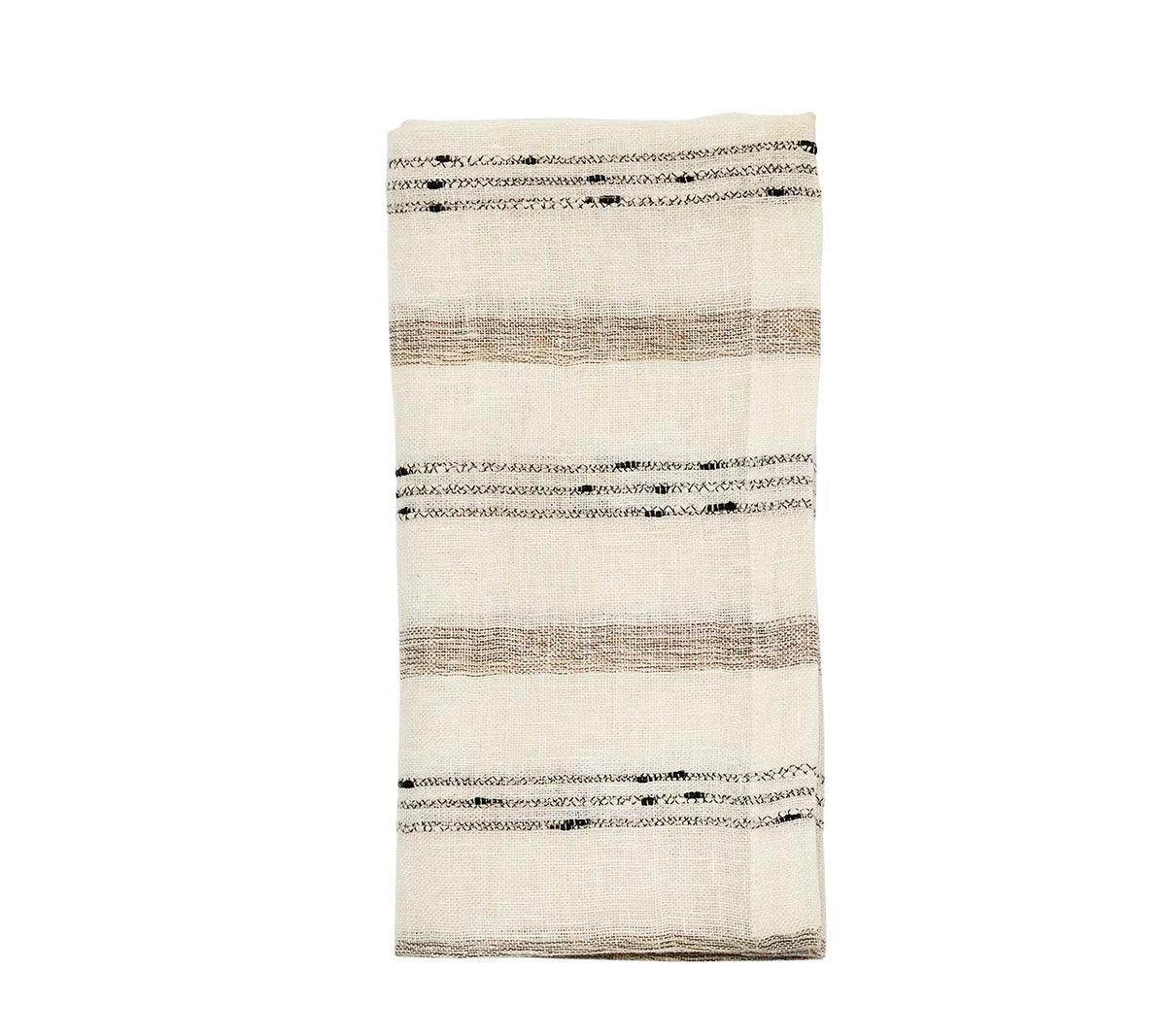 Stria Napkin in Ivory & Black, Set of 4