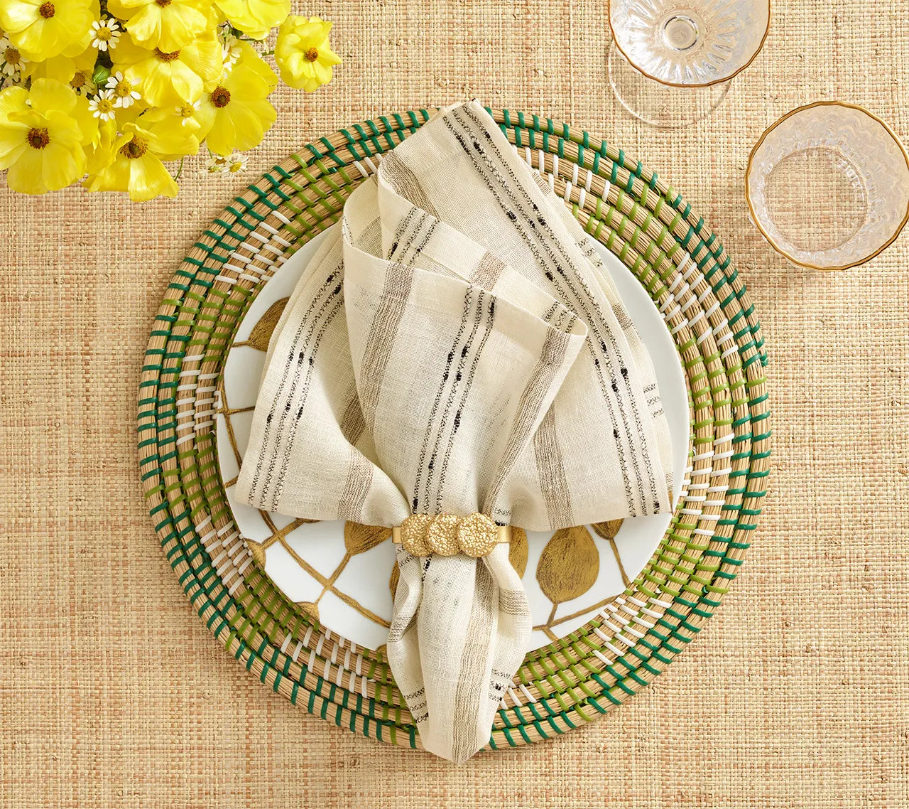 Stria Napkin in Ivory & Black, Set of 4