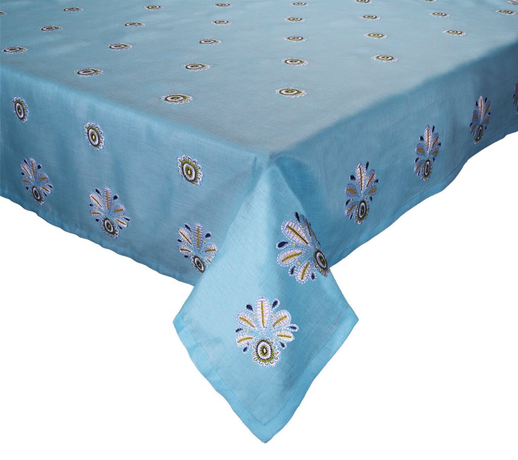 Kim Seybert, Inc.Flores Tablecloth in Turquoise & Green