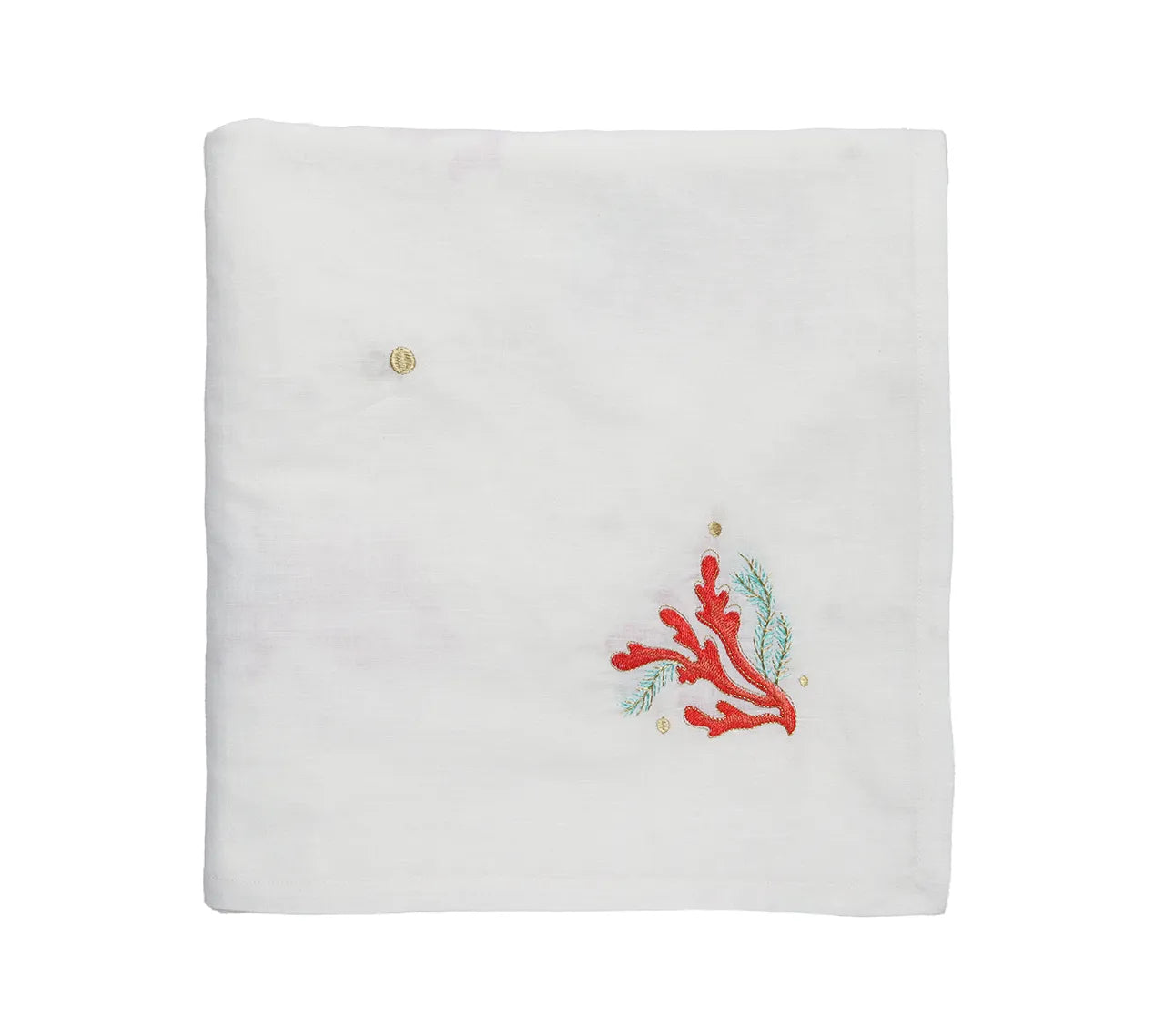 Coral Spray Tablecloth 126 x 54 in White, Coral & Turquoise