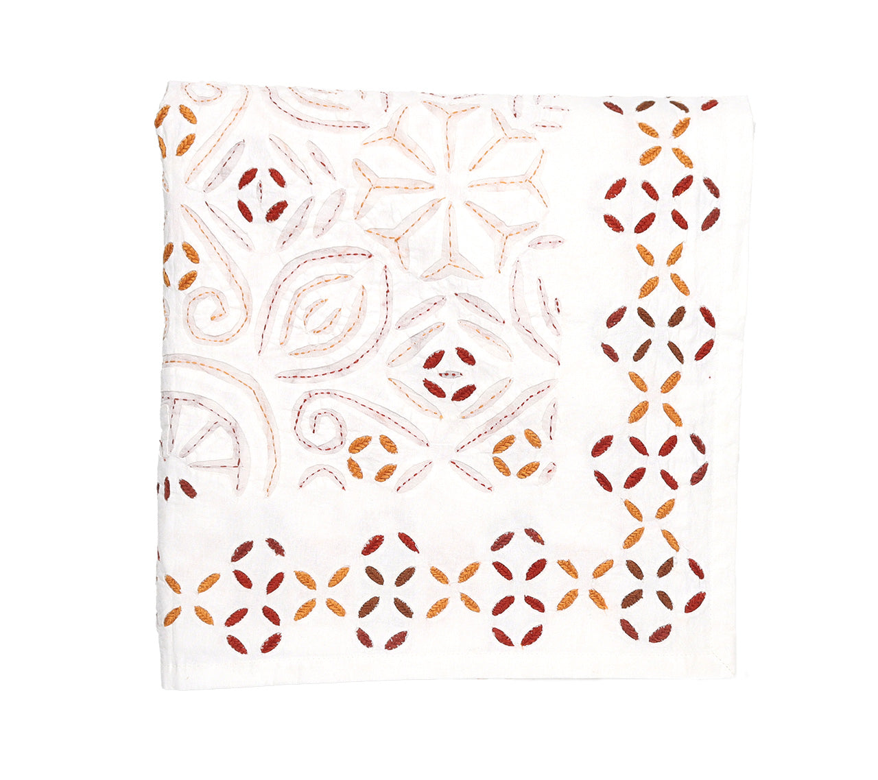 Malta Tablecloth in White & Brown