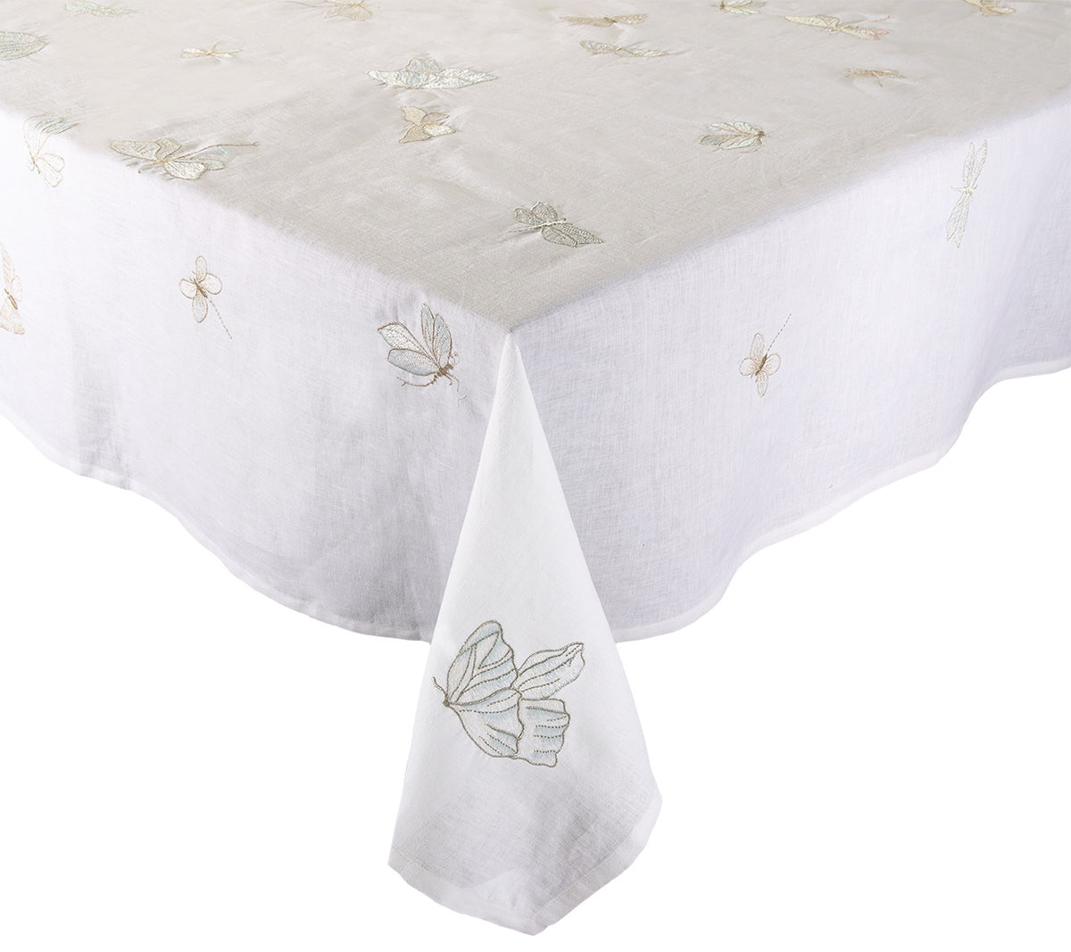 Monarch Garden Tablecloth in White & Iridescent