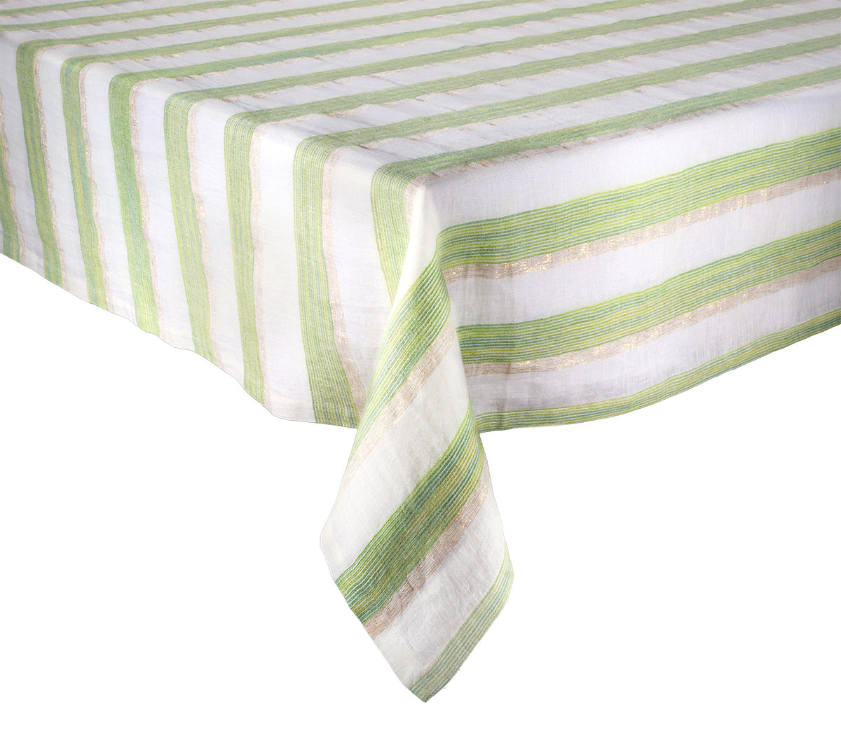 Broad Stripe Tablecloth in Green & White