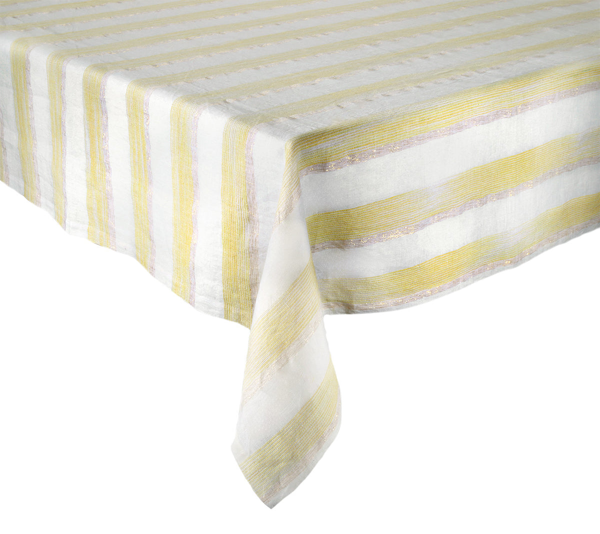 Broad Stipe Tablecloth in Yellow & White