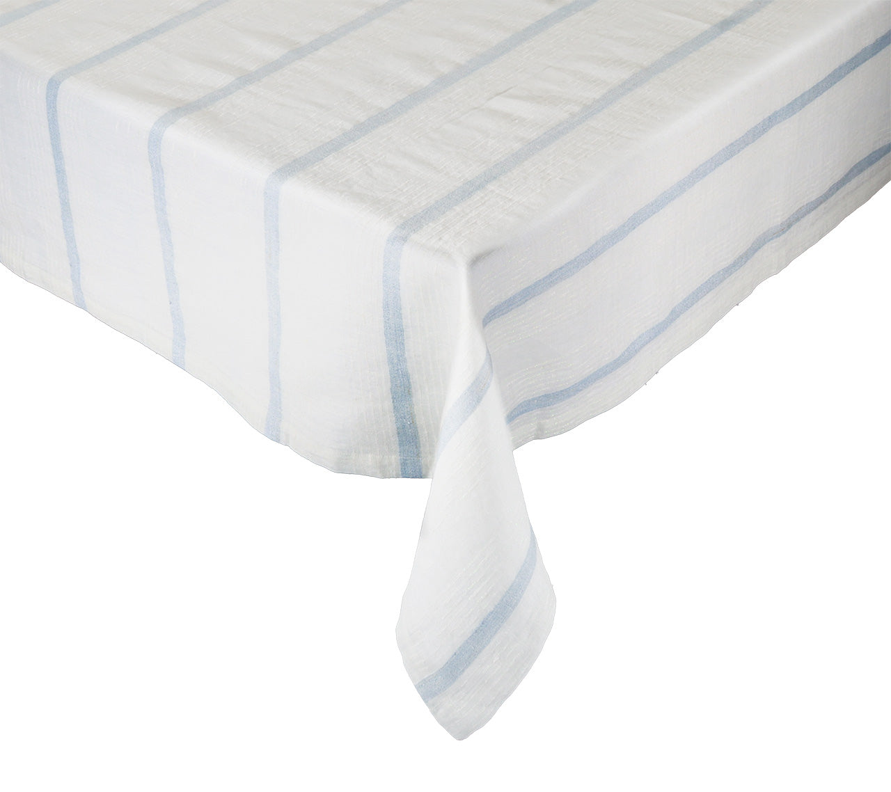 Ribbon Stripe Tablecloth in Ivory & Blue