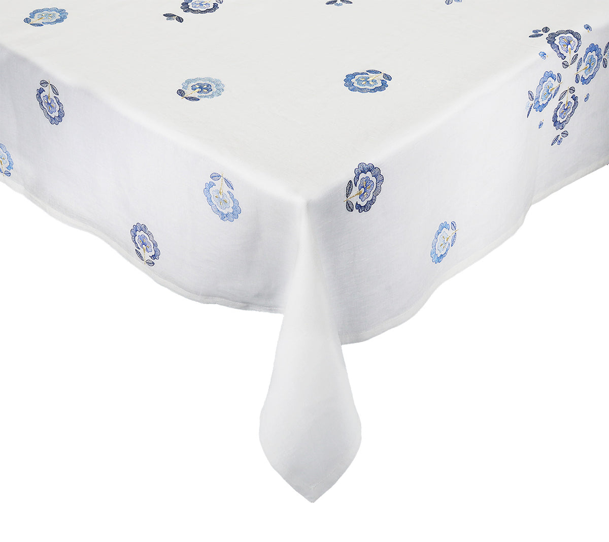 Carnation Tablecloth in White & Blue