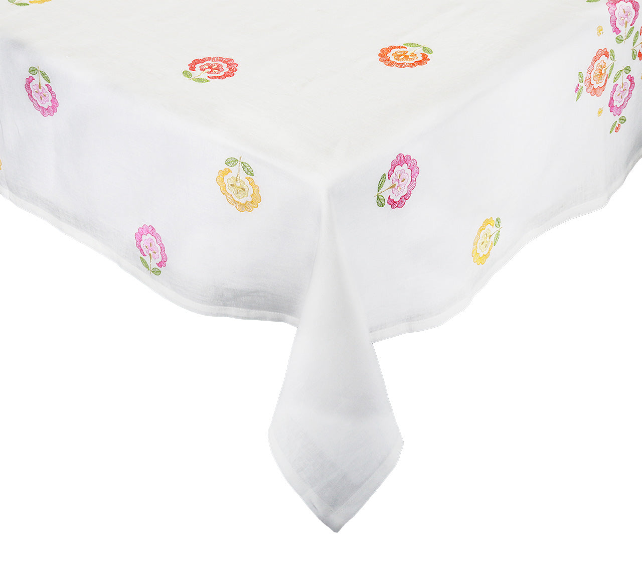Carnation Tablecloth in White, Pink & Orange