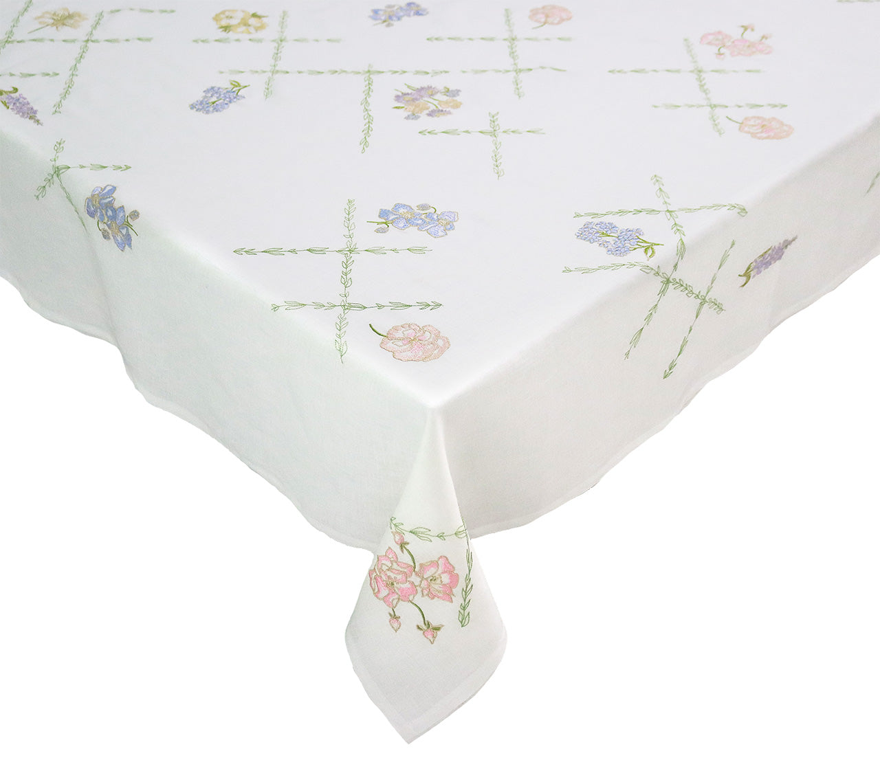 Trellis Tablecloth in White & Multi