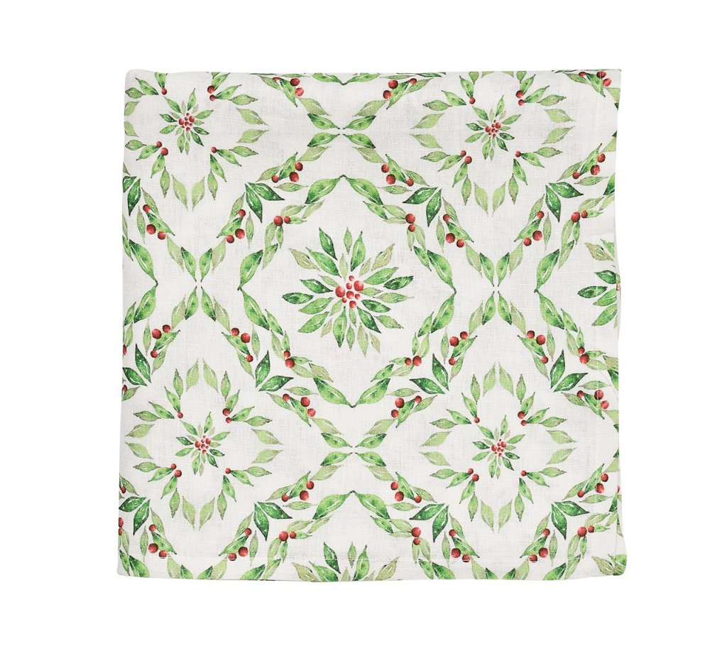 Kim Seybert, Inc.Laurel Tablecloth in White & Green