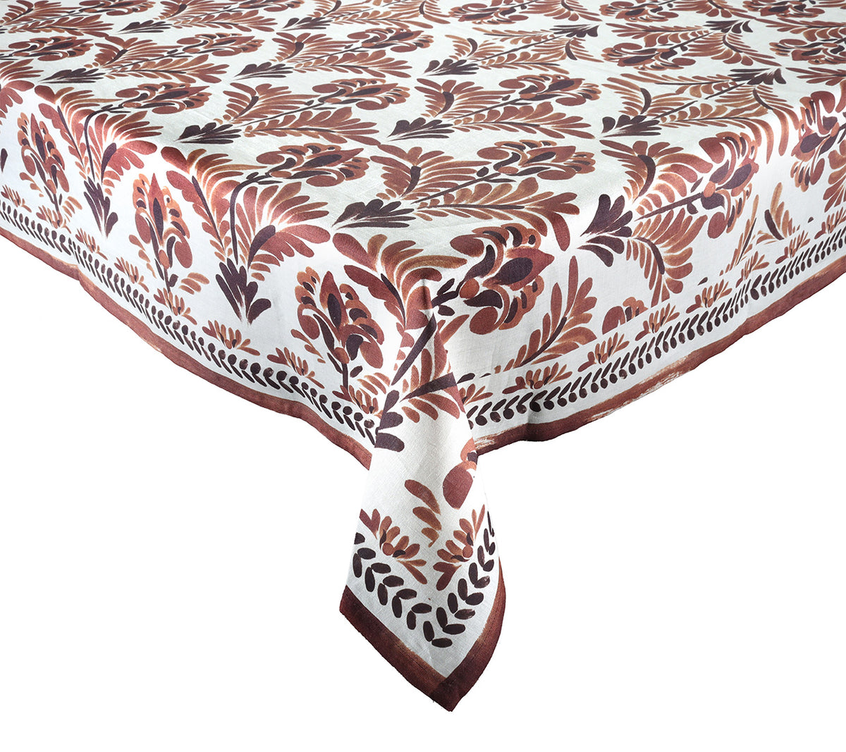 Botanica Tablecloth in Ivory & Brown