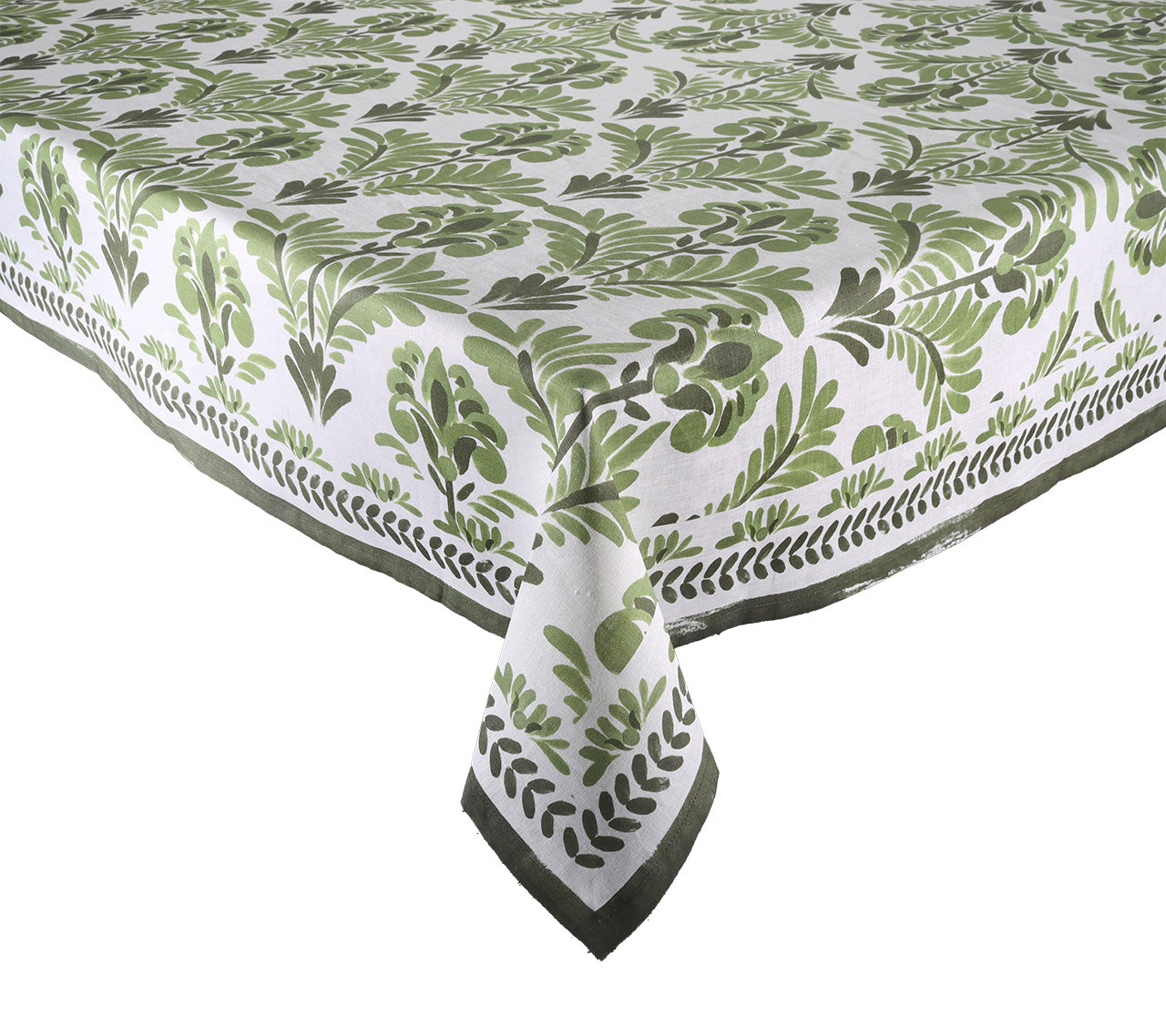 Botanica Tablecloth in Ivory & Green