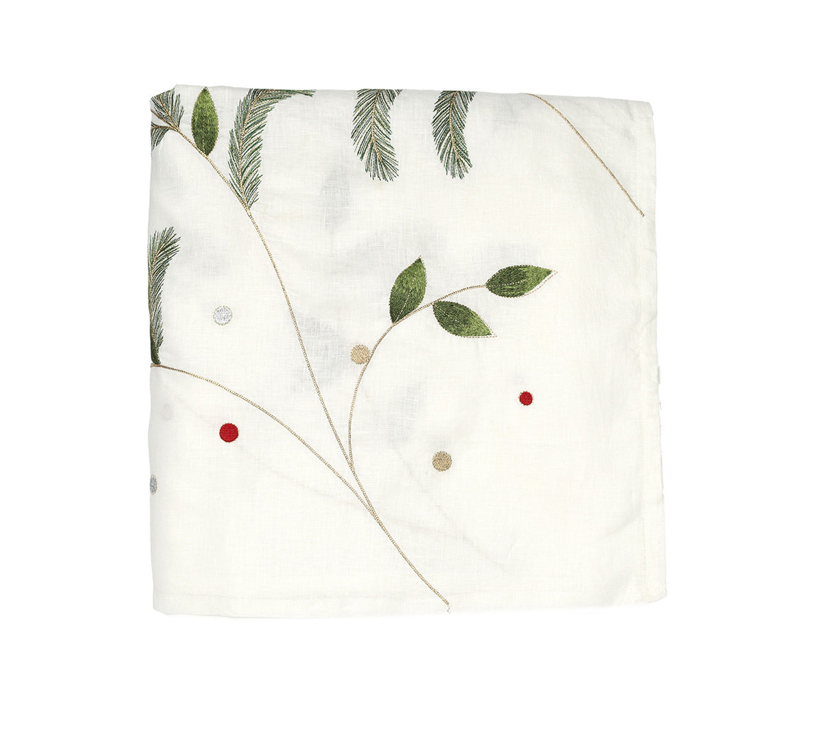 Xmas Carol Tablecloth in White, Red & Green