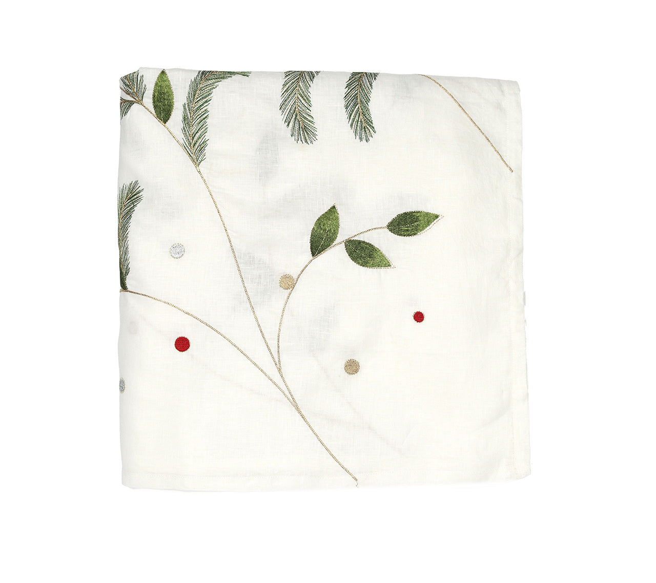 Xmas Carol Tablecloth in White, Red & Green