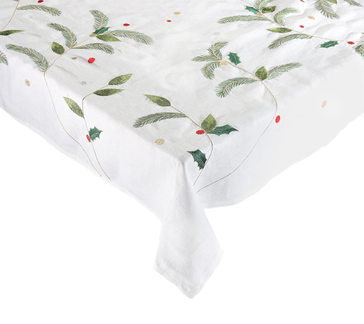 Xmas Carol Tablecloth in White, Red & Green