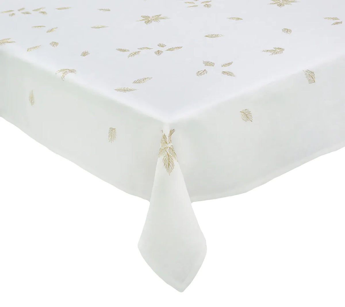 Gilded Breeze Tablecloth in White, Gold & Silver 54x126"
