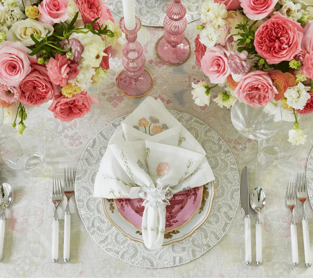 Trellis Napkin in White/Multi, Set of 4