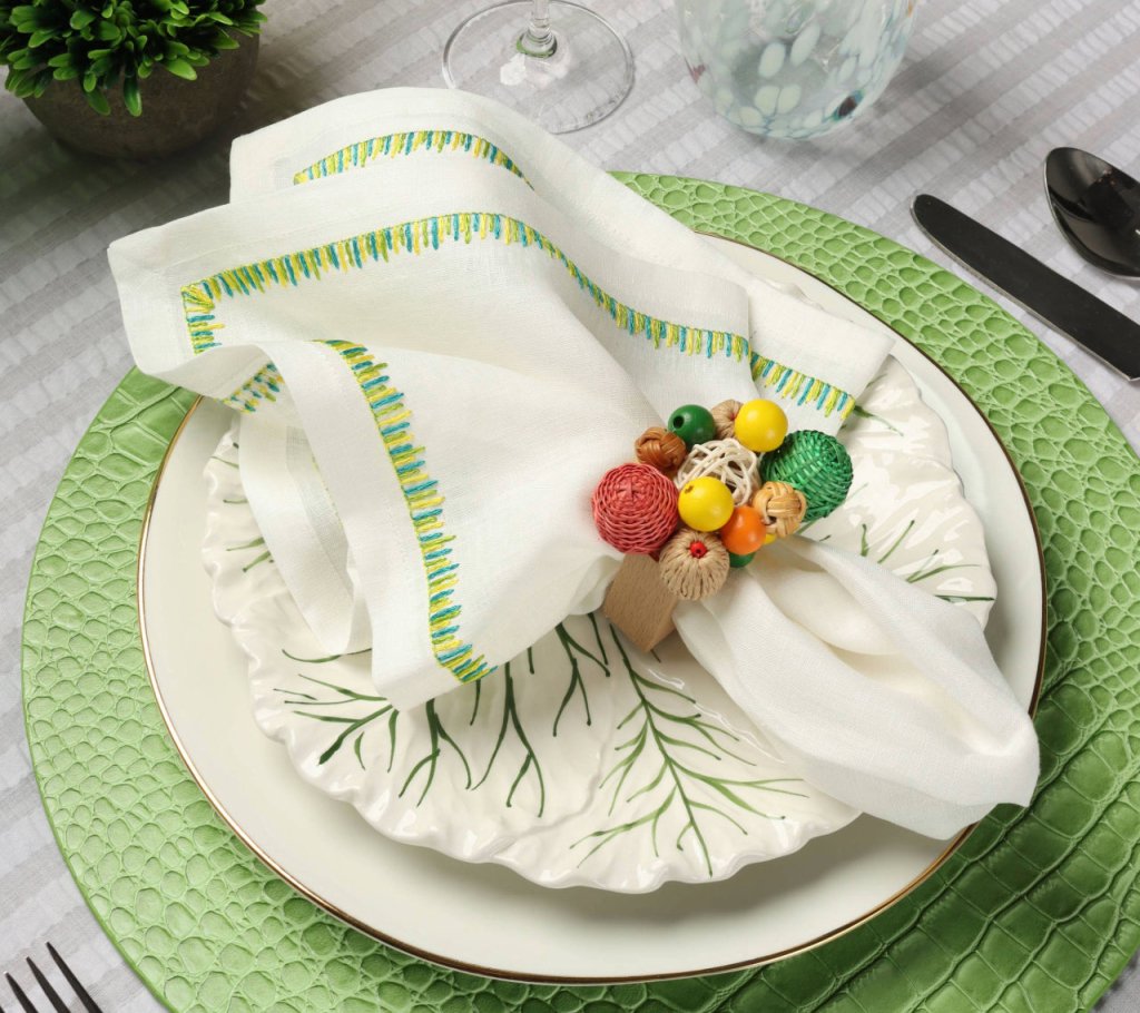 Filament Napkin in White, Yellow & Green, Set of 4
