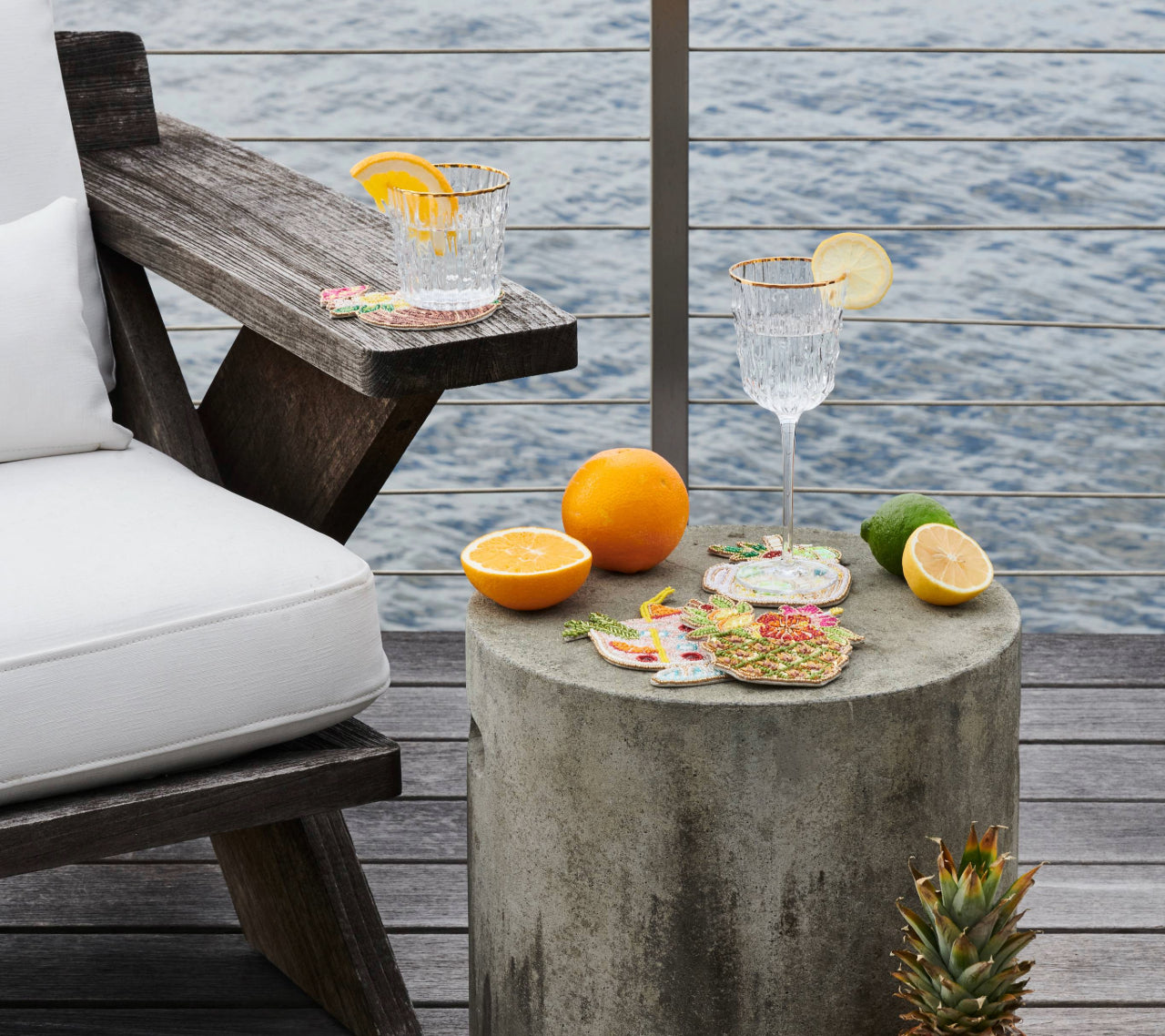 Bamboo Tumbler in Clear & Gold, Set of 4