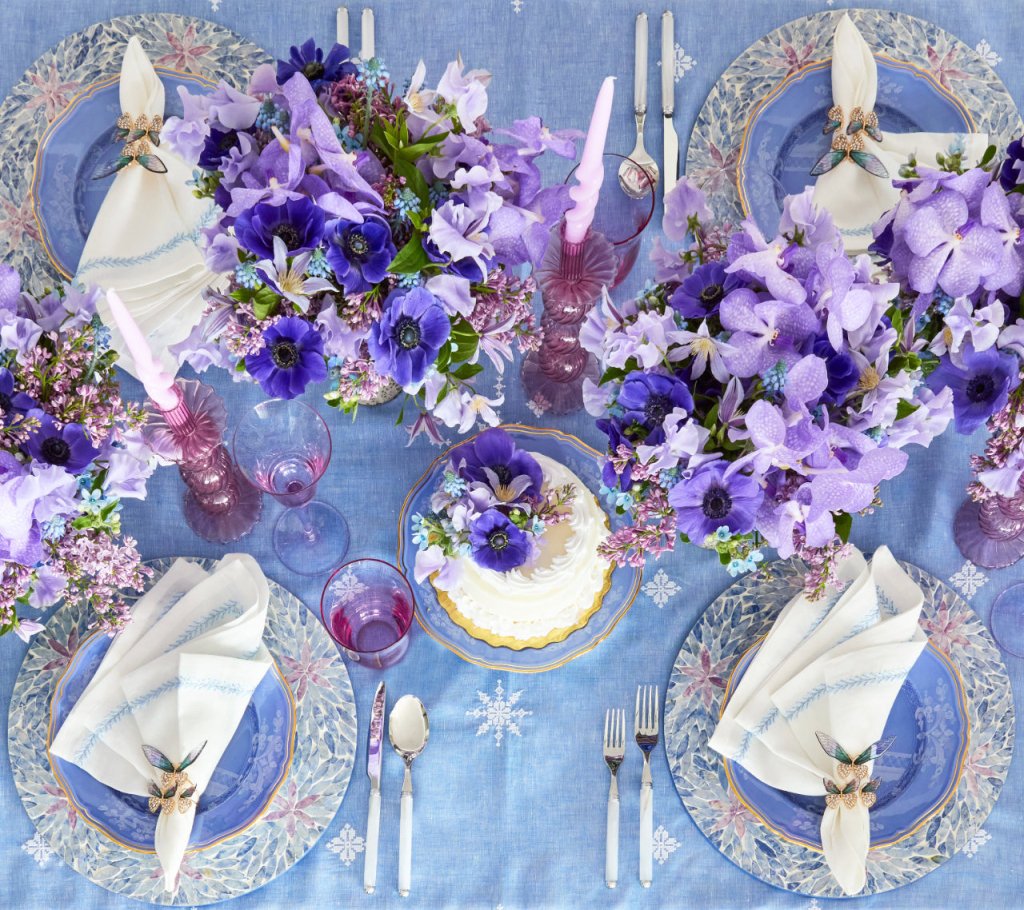 Flora Placemat in Lilac & Periwinkle, Set of 4