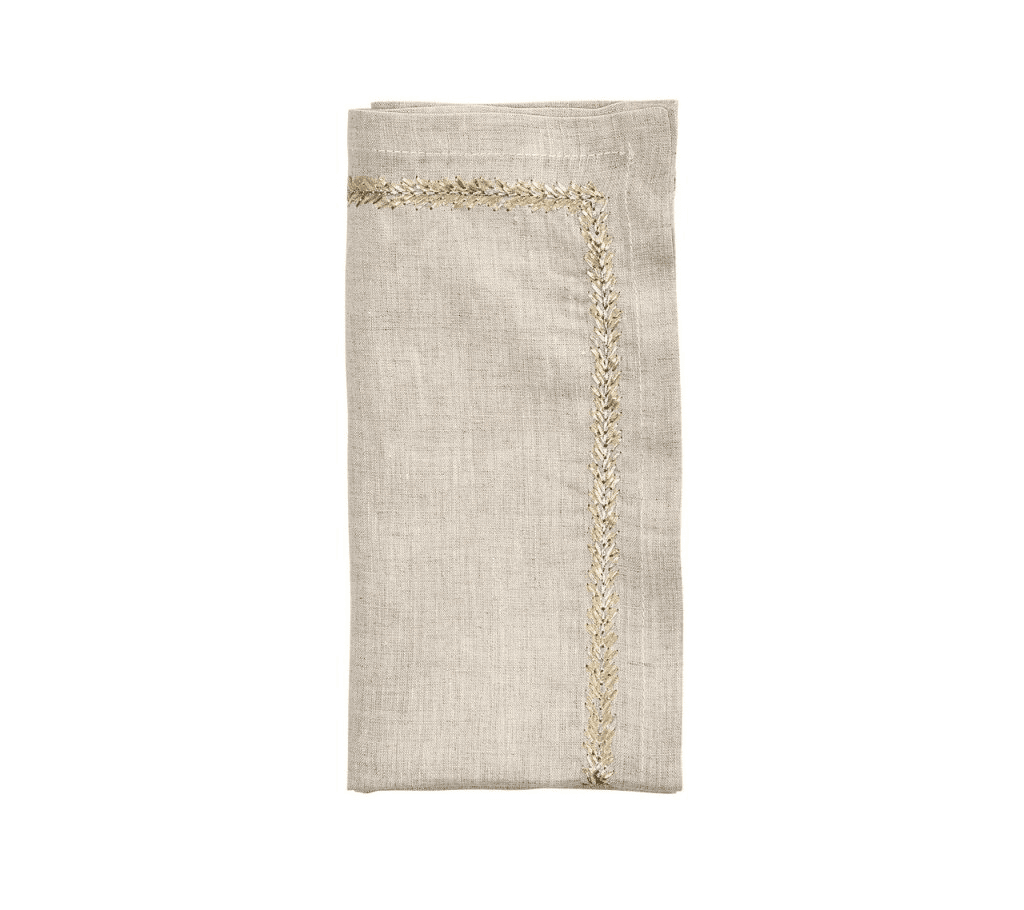 Jardin Napkin in Natural, Gold & Silver, Set of 4