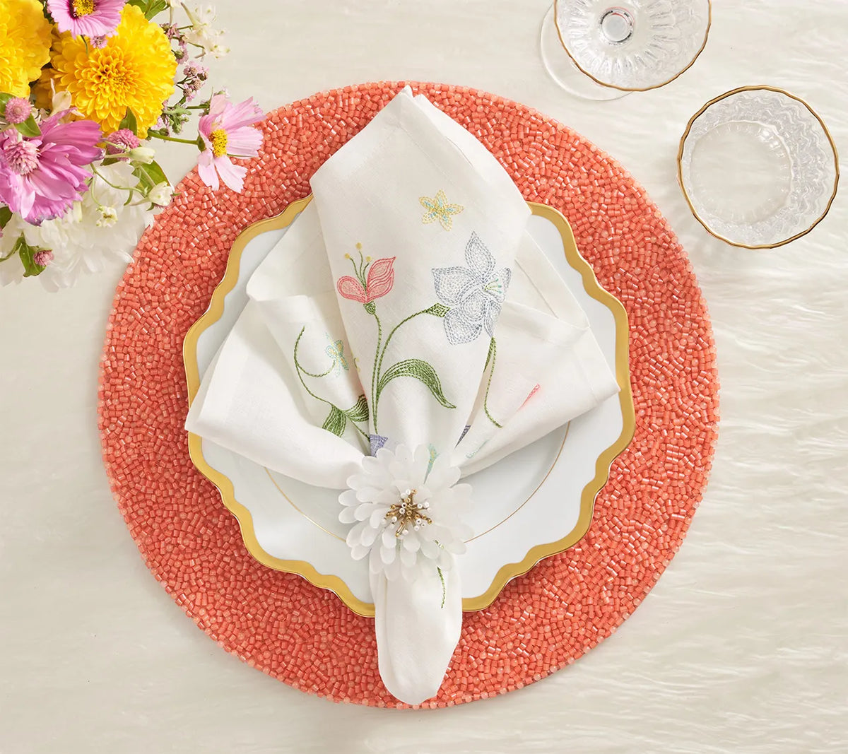 Vista Napkin in White & Multi, Set of 4
