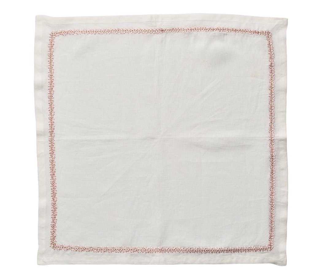 Jardin Napkin in White & Blush, Set of 4