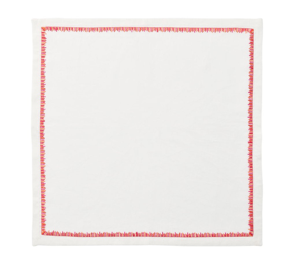 Sample: Filament Napkin in White, Pink & Orange, Set of 4
