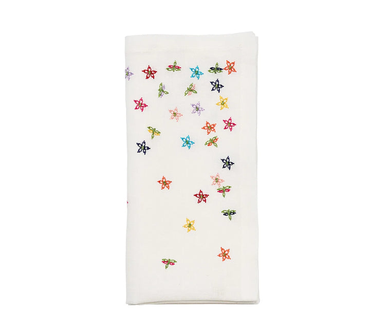 Wind Blown Napkin in White & Multi, Set of 4