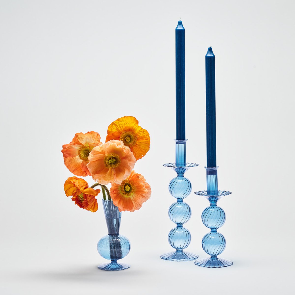 Kim Seybert, Inc.Bella Short Candle Holder in Blue, Set of 2 in a BoxHome Decor