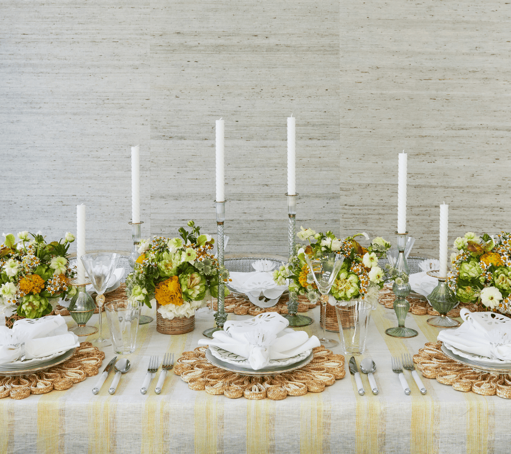 Broad Stripe Tablecloth in Yellow & White