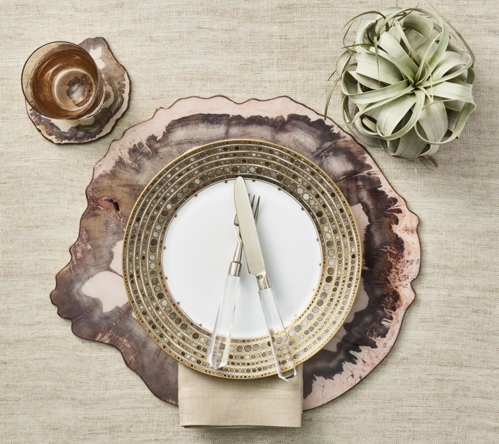 Kim Seybert, Inc.Petrified Wood Drink Coasters in Natural & Brown, Set of 4 in a Gift BoxDrink Coasters