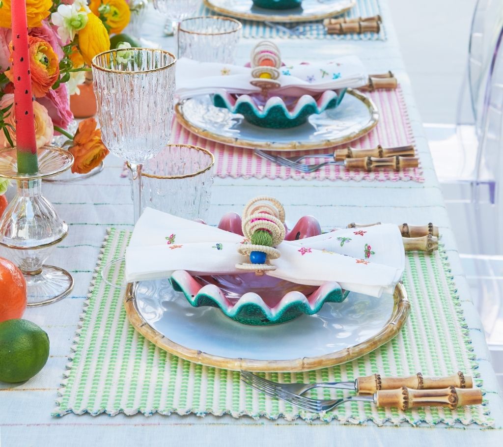 Duet Reversible Placemat in Blue & Green, Set of 4