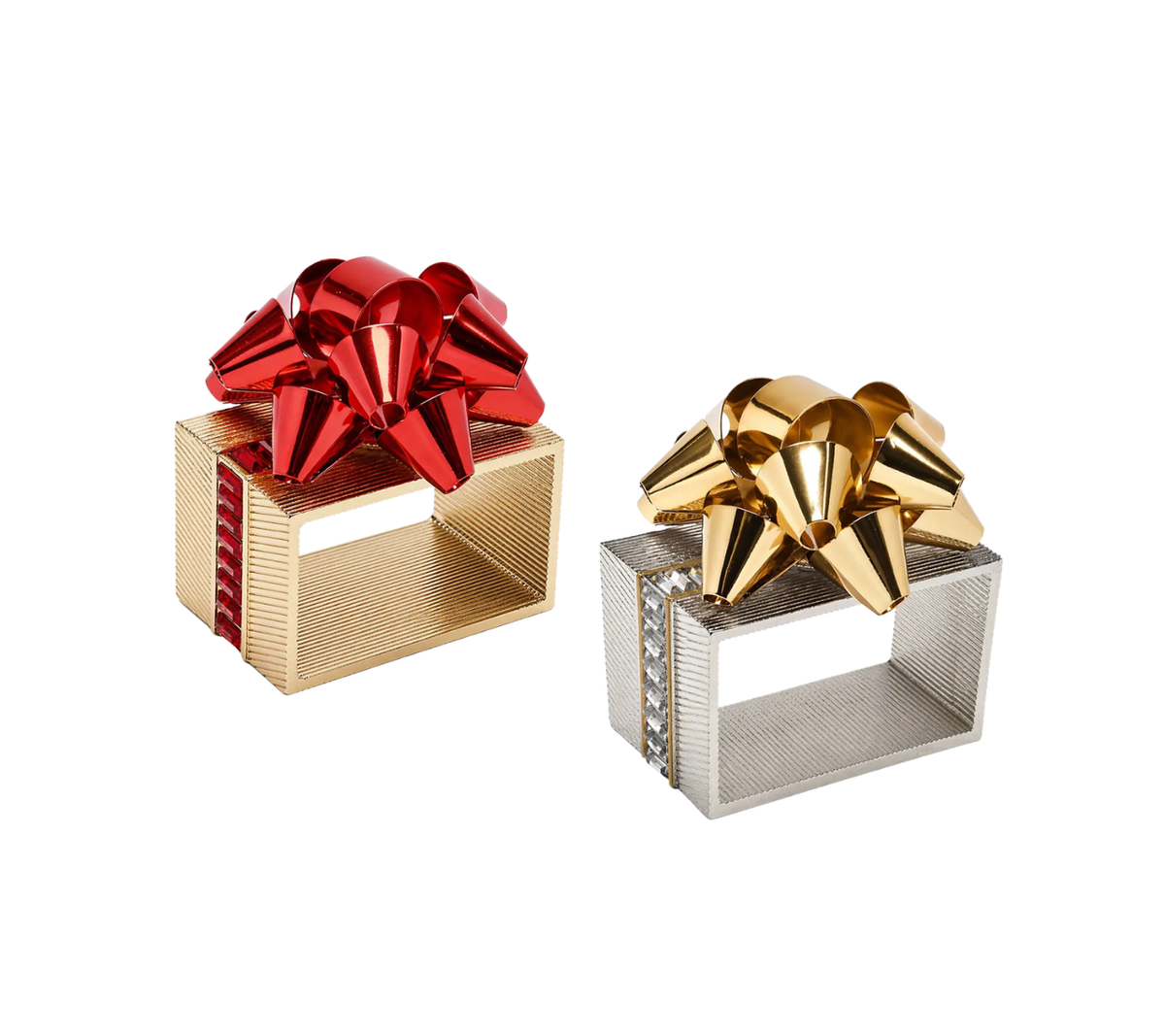Holiday Bow Napkin Rings, Set of 4 in a Gift Box