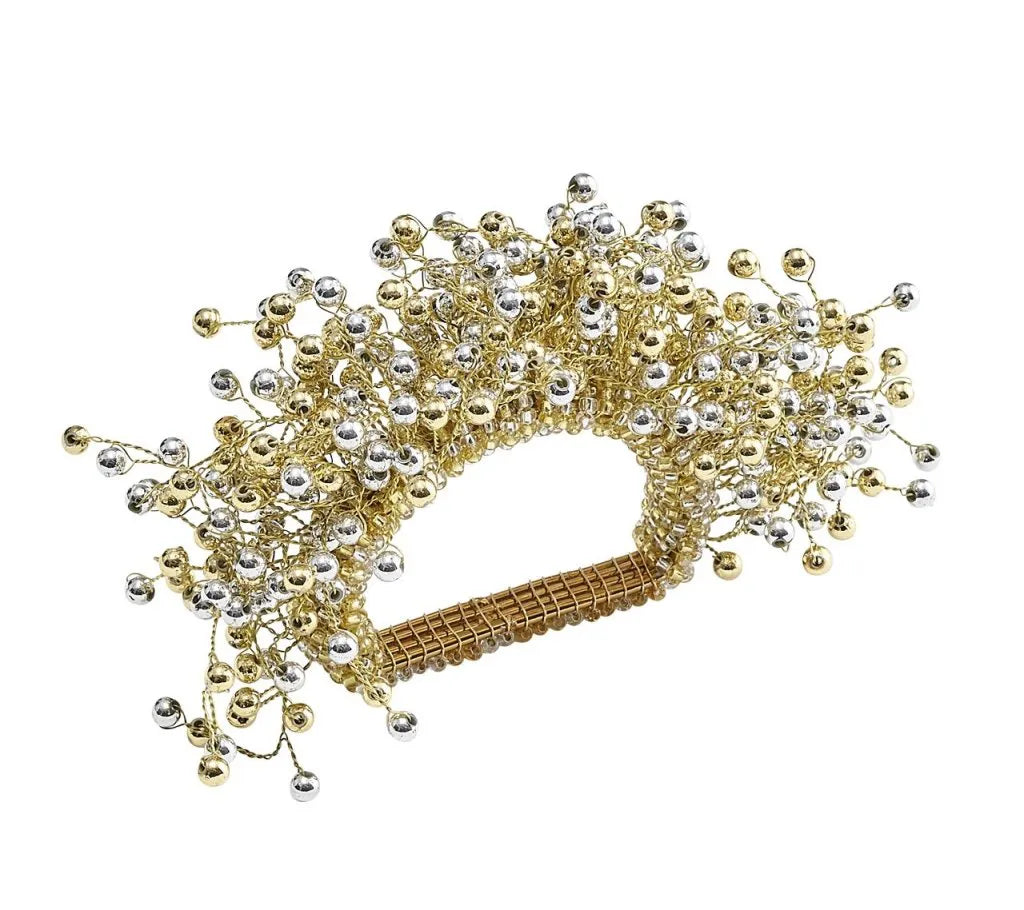 Spray Napkin Ring in Gold & Silver, Set of 4