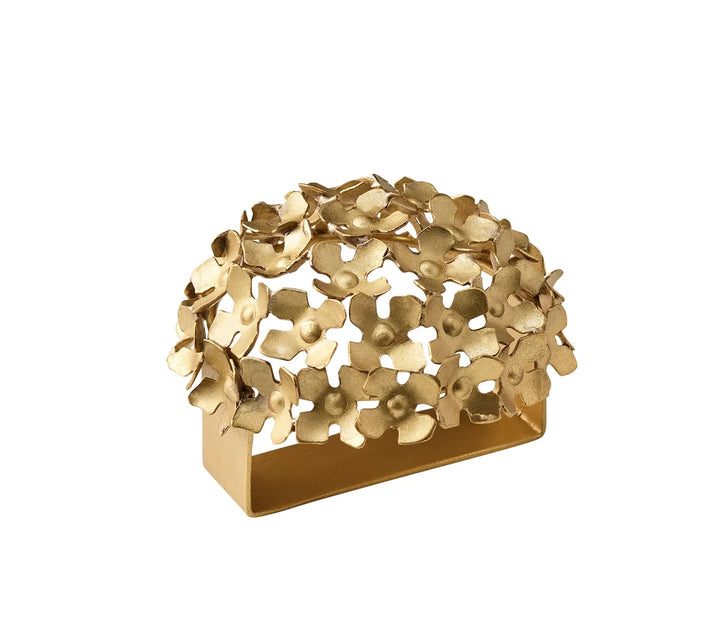 Hydrangea Napkin Ring in Gold, Set of 4