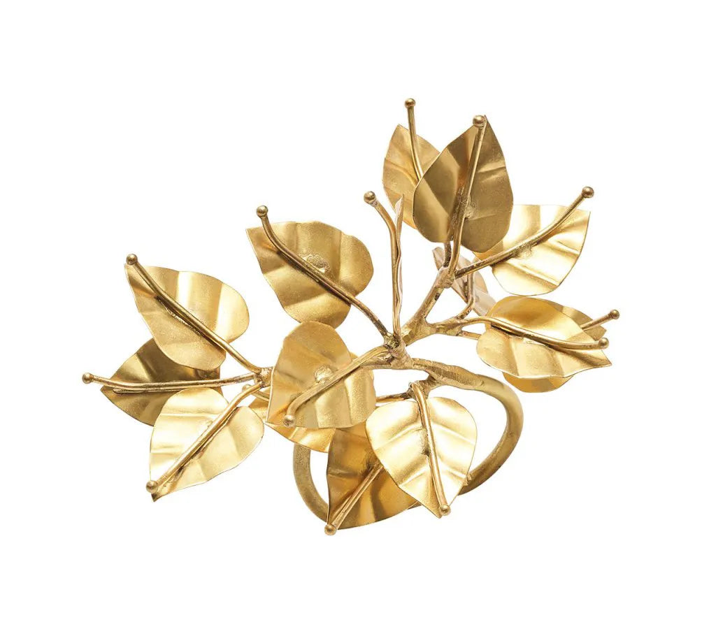 Bougainvillea Napkin Ring in Gold, Set of 4
