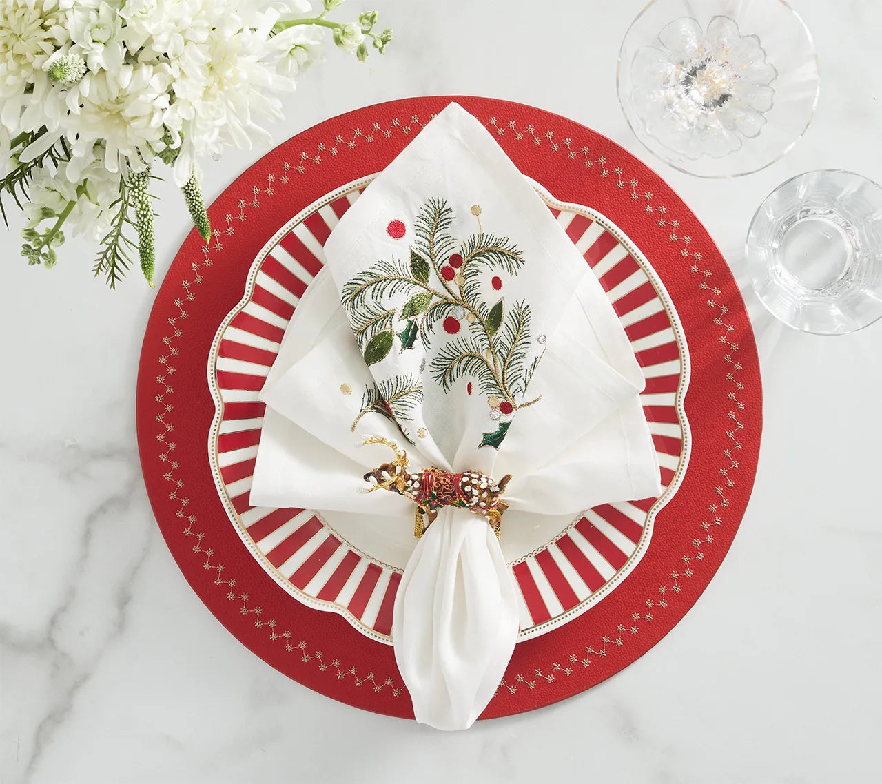 Dasher Napkin Rings in Brown & Multi, Set of 4 in a Gift Box