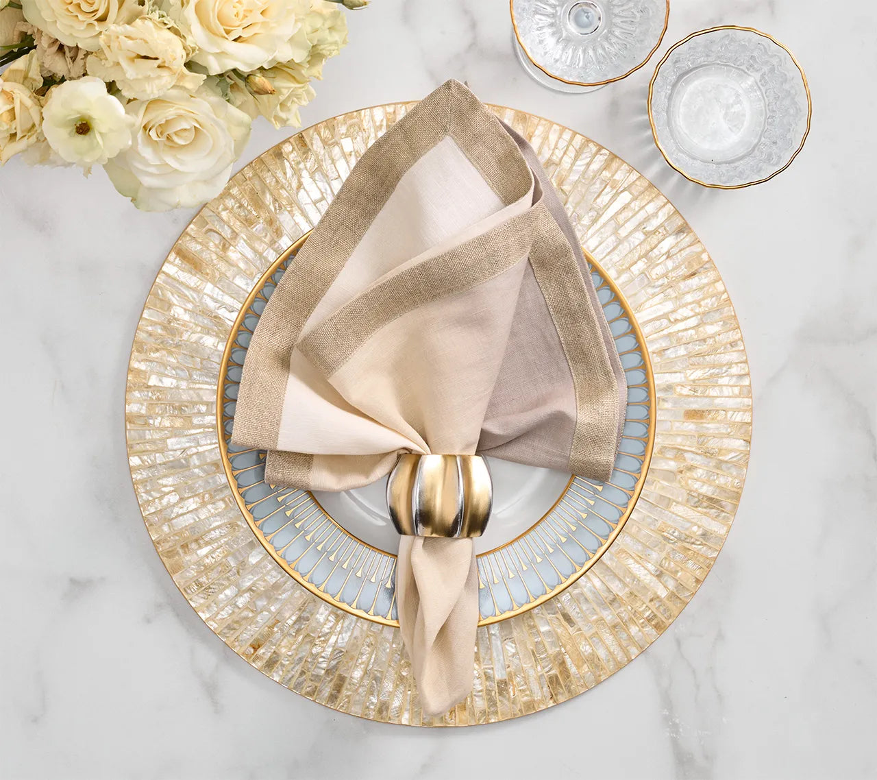Desert Napkin Ring in Gold & Silver, Set of 4