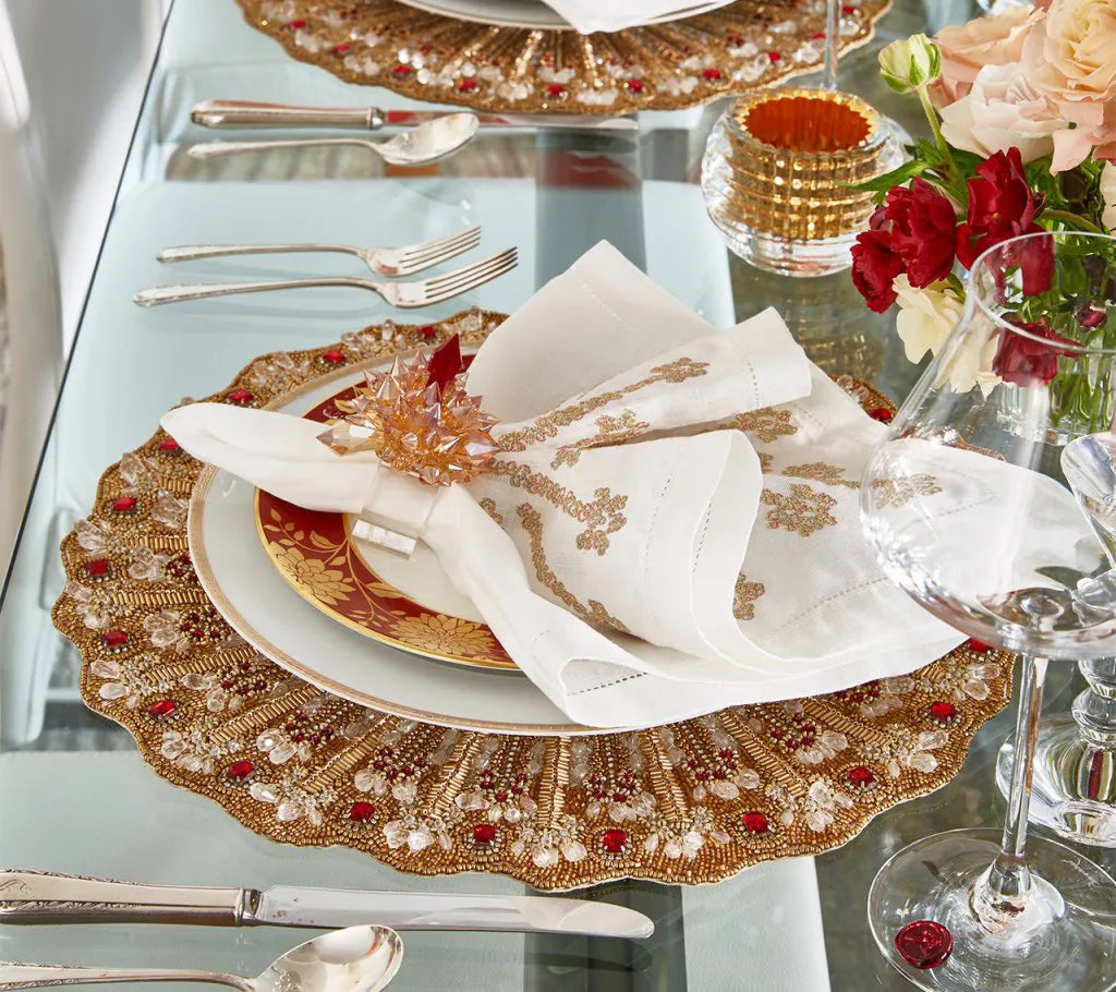 Zénith Napkin Ring in Champagne, Set of 4 in a Gift Box