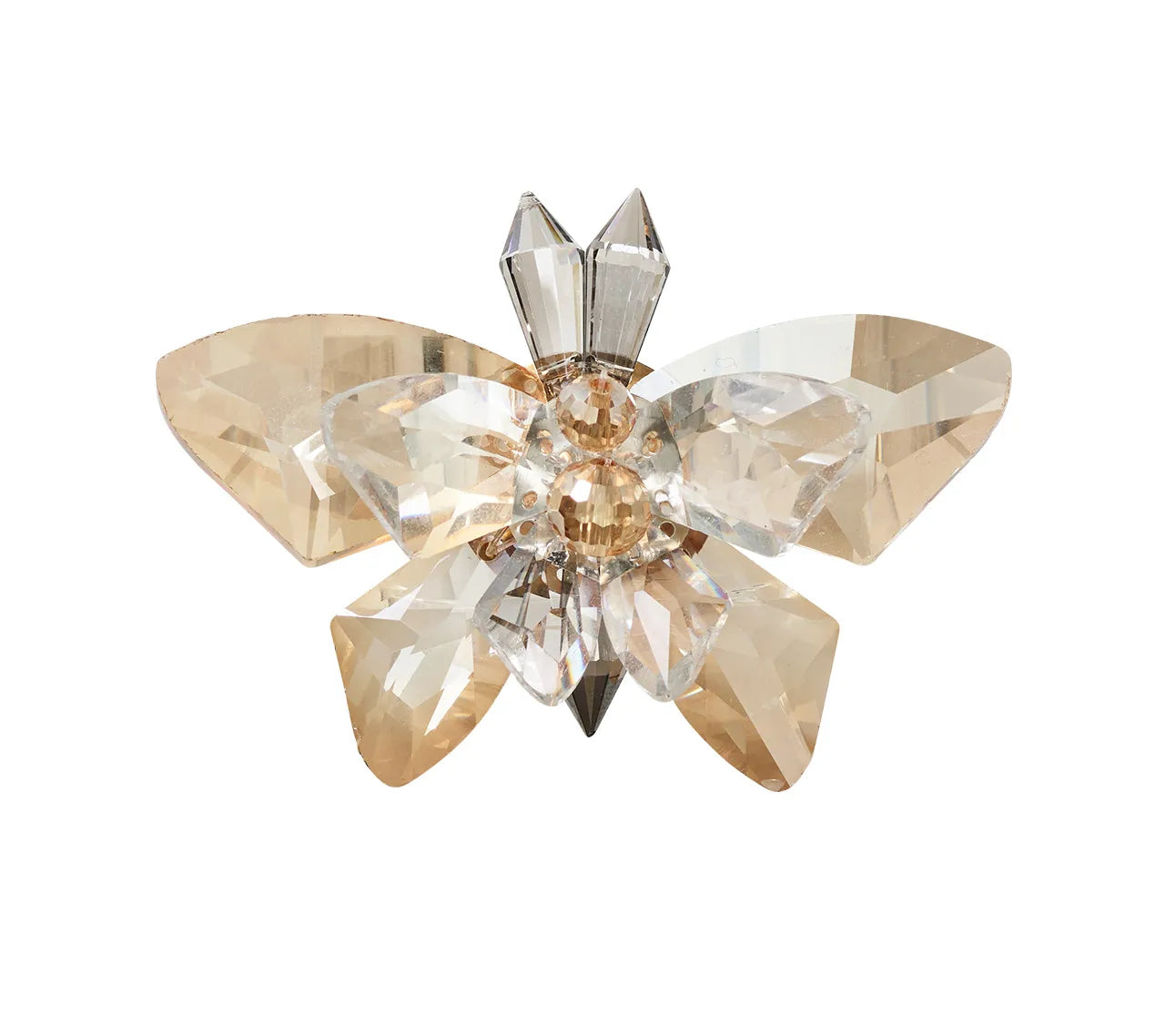 Glasswing Napkin Ring in Champagne & Crystal, Set of 4 in a Gift Box
