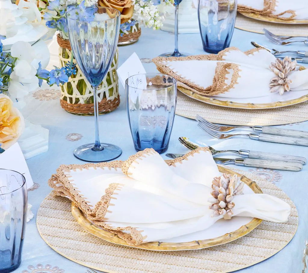 Shell Fringe Napkin Ring in Ivory & Brown, Set of 4