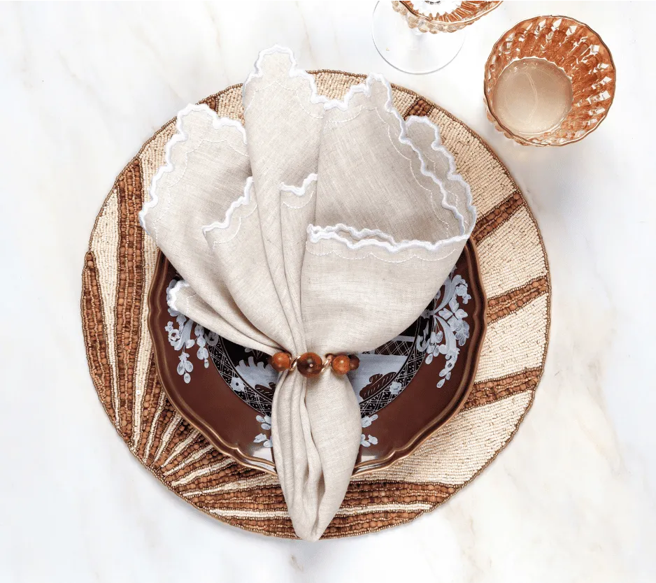 Bois Napkin Ring in Brown & Gold, Set of 4